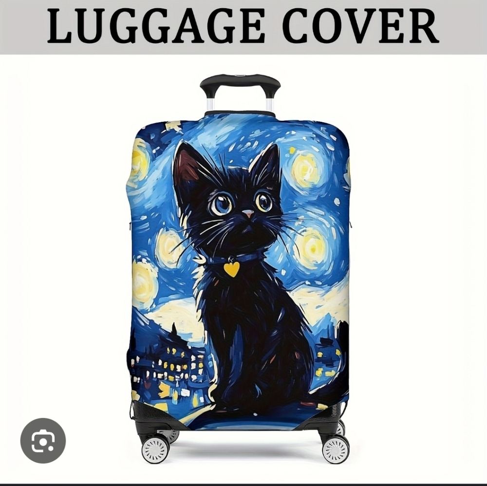 Starry Night Cat Luggage Cover